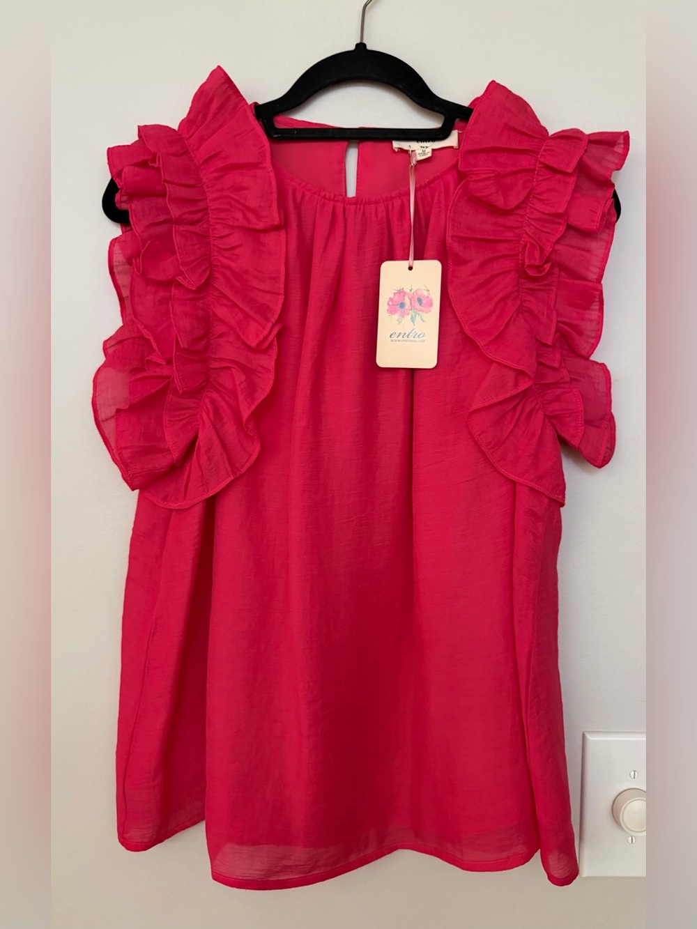 entro Hot Pink Ruffle Sleeve Blouse